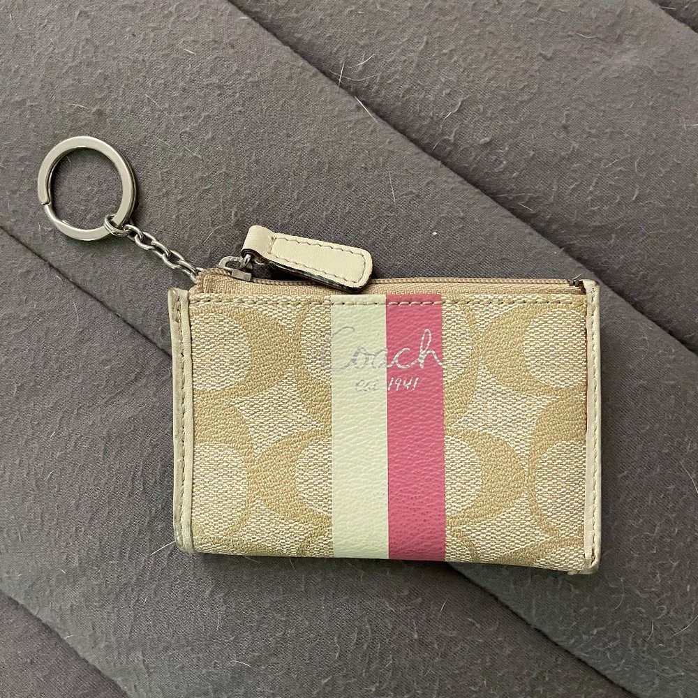 Coach Beige and Pink Card Holder